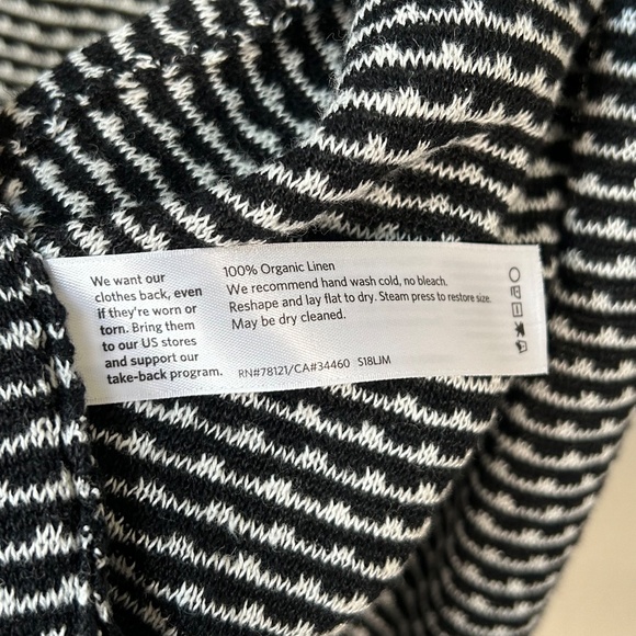 Eileen Fisher size M long Kimono cardigan short sleeve organic linen white black - Picture 11 of 11